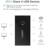 UGREEN KVM SWITCH USB 2.0 SHARING SWITCH 2 IN 4 OUT 480MB - Image 4