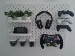 Hyde Pegboard Wall Organizer Set – 4 White Panels 30x30cm | Includes 56 Accessories: Hooks, Bins, Trays & Controller Holders | Modular Storage for Office, Gaming, or Home - Image 4