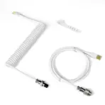 Coiled Keyboard Cable Type-A to Type-C White | Detachable Aviator Connector, Braided Nylon, High-Speed USB-C, Durable, Tangle-Free, Ideal for Mechanical Keyboards - Image 2