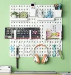 Hyde Pegboard Wall Organizer Set – 4 White Panels 30x30cm | Includes 56 Accessories: Hooks, Bins, Trays & Controller Holders | Modular Storage for Office, Gaming, or Home - Image 2