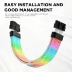 ASIAHORSE 18AWG GPU 2×8 Pin ARGB Extension Cable – 300mm Black | 54 Addressable LEDs | Dual LED Module | 5V 3-Pin AURA Sync | Silicone Sleeved Design | Clean Cable Management - Image 3