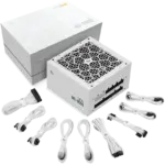 Segotep MU-850G 850W PSU Kunlun 80 Plus Gold Certification ATX 3.0 & PCIe 5.0 Full Modular Power Supply Active PFC FDB Fan LLC Pro + DC-DC Framework – WHITE