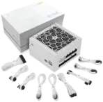 Segotep MU-750G 750W PSU Kunlun 80 Plus Gold Certification ATX 3.0 & PCIe 5.0 Full Modular Power Supply Active PFC FDB Fan LLC Pro + DC-DC Framework – WHITE
