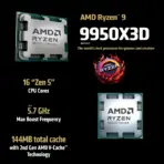 CPU AMD Ryzen™ 9 9950X3D 16-Core Zen 5 9000 Series Granite Ridge Processor With 5.7 GHz Boost, 128MB L3 Cache, PCIe 5.0, DDR5 Support, Overclocking, And AMD EXPO™ Memory Technology | BOXED | 1 YEAR WARRANTY - Image 2