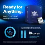 Intel Core Ultra 5 225F Desktop Processor With 10 Cores, Up To 4.9GHz Turbo, 20MB Cache, Arrow Lake Architecture, DDR5 6400 Support, PCIe 5.0 | TRAY ONLY - NO BOX - Image 3