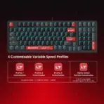 BLOODY AT98 Alpha Optical Gaming Keyboard, 98-Key Compact, Linear Switch, 1000Hz / 1ms, 100M Keystrokes, Adjustable 0.8–3.0mm Actuation, PBT Keycaps, 7 RGB Backlit Effects | BLOODY RED - Image 3