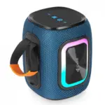 KISONLI Q25 12W Big Bass Bluetooth Speaker With 1800mAh Battery, Bluetooth 5.3, TWS Support, RGB Backlit, FM Radio, USB/SD Input, Waterproof Portable Blue