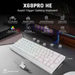 Attack Shark X68 Pro HE Mechanical Keyboard – 68 Keys, Magnetic Switches, Tri-Mode, Rapid Trigger 0.01mm, 8K Polling, Hot-Swap, RGB Backlight, 5000mAh, White