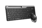 A4TECH FB2535C Fstyler Wireless Keyboard Mouse Combo – 2.4G & Bluetooth, Compact, Rechargeable, Smartphone Cradle, Multi-Device, 2400 DPI Mouse – Black - Image 4