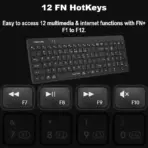 A4TECH FBK23 AS Bluetooth And 2.4G Wireless Keyboard, Connect 4 Devices, QuietKey 14dB, Ultra Slim, 12 FN Hotkeys, Type-C Adapter, Multi-OS Compatible | BLACK - Image 3
