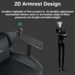 APEX SEAT SLENDERMAN Gaming Chair With PU Leather + Velvet + Suede Upholstery ,  90–155°  Recline , 2D Armrests,  Class 4 Gas Lift, Metal Frame , Memory Foam  , Backrest Cushion & Magnetic Headrest Included | SLEEK BLACK ~ AP-2155 - Image 4