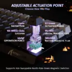 Attack Shark Moonlit Night Magnetic Gaming Keyboard – 60% Layout, 0.01mm Rapid Trigger, 8KHz Polling, Adjustable Hall Switches, RGB, USB-C, PBT Keycaps – Wired - Image 9