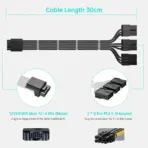 ASIAHORSE 16AWG PCIe 5.0 (12+4) to Triple 8-Pin 180° GPU Extension Cable – 300mm,  Alloy Copper Gold-Plated Terminals, Compatible with RTX 3090Ti & 40/50 Series, Black - Image 3