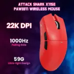 ATTACK SHARK X11-SE Ultra-Light Tri-Mode Gaming Mouse Red with PAW3311 Sensor, 22,000 DPI, Wired/2.4G/Bluetooth 5.2, 65-Hour Battery - Image 2