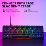 HyperX Alloy Origins 65 Gaming Keyboard – Aqua Tactile Switches, 65% Compact Aluminum Frame, RGB Backlit PBT Keycaps, Detachable USB-C, Anti-Ghosting & NGENUITY Control | BLACK ~ 56R64AA#ABA - Image 2
