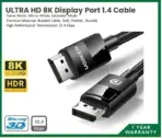 UGREEN VESA Certified 8K DisplayPort Cable , DP 1.4 Cable Displayport to Displayport Cable Support 8K@60Hz, 4K@240Hz, FreeSync, G-Sync, HDR, 32.4Gbps for HDTVs, Displays, Monitors, Graphics, PC | 3 Meters Braided Cable Black  - Image 8