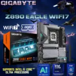 GIGABYTE Z890 EAGLE WIFI7 Motherboard Supports Intel® Core™ Ultra processors : 14+1+2 VRM, DDR5 9200 MT/s, PCIe 5.0, Wi-Fi 7, USB4 Type-C, 4x M.2 Slots, EZ-Latch, AI Optimization, Ultra Durable Design
