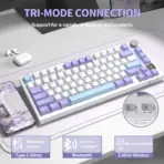 ATTACK SHARK X820 Ultra 75% Tri-Mode Gasket Mechanical Keyboard With Smart TFT Display, Metal Knob, Hot-Swappable Linear "GIFT" Switches, 4000mAh Battery, And RGB Backlight | Star White - Image 3