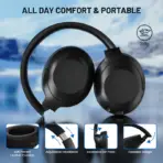 ATTACK SHARK G300 ANC Foldable Headphones With Bluetooth 5.3, Dual-Mode Wired And Wireless Connection, 40mm Drivers, -21dB Noise Cancelling, 210g Lightweight Design | BLACK - Image 3