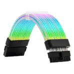 ASIAHORSE 24-Pin ARGB Extension Cable Black – 18AWG Sleeved, Dual LED Module, 60 Addressable LEDs, 5V 3-Pin A-RGB, 260mm Length, ATX PSU Cable for AURA Sync - Image 2