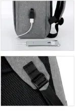 Laptop Backpack - for Tablets & Laptops up to 15.6" - Waterproof - Electronics Protection  - Scratchproof - Travel Friendly - Organized Compartments - USB Charge Port - Slim Casual Business Design - Heavy Duty - 42 x 12 x 30 cm - GREY - Image 10