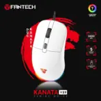 Fantech VX9S Kanata Wired Gaming Mouse, RGB Lighting, 60 IPS Speed, 20G Acceleration, A725F Chipset, Adjustable 400-7200 DPI, Huano 10 Million Switch, White | VX9S-White