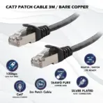 3m Cat7 SFTP Shielded Ethernet LAN Patch Cable With 26AWG Copper Wire, Gold Plated RJ45 Connectors, 10Gbps Speed, 600MHz Bandwidth, LSZH Jacket, Snagless Design