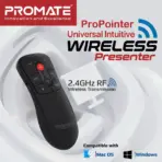 PROMATE ProPointer Wireless Presenter With Laser Pointer, Universal USB-A/USB-C Nano Receiver, 20M Control Distance, Intuitive Touch-Keys, Compatible With Windows & MacOS
