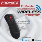 PROMATE ProPointer Wireless Presenter With Laser Pointer, Universal USB-A/USB-C Nano Receiver, 20M Control Distance, Intuitive Touch-Keys, Compatible With Windows & MacOS