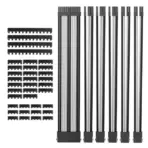 AsiaHorse 18AWG Black-White Sleeved PSU Extension Cable Kit – 6 Pack, 300mm, PET Braided, Phosphor Copper Terminals, Durable & Flexible Cable Management Solution - Image 2