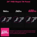 MSI MPG 242R X60N 24-inch FHD Rapid TN Gaming Monitor , 600Hz Refresh, 0.1ms GtG, AMD FreeSync Premium, VESA DisplayHDR 400, USB Hub, HDMI 2.1, DP 1.4, Type-C 98W PD | 6 MONTHS WARRANTY - Image 3
