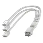 ASIAHORSE 16AWG PCIe 5.0 (12+4) to Triple 8-Pin 180° GPU Extension Cable – 300mm,  Alloy Copper Gold-Plated Terminals, Compatible with RTX 3090Ti & 40/50 Series, White