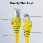 Cat6A Ethernet Cable 2 Meter – 10Gbps 500MHz Network Speed, Fluke Passed LAN Cable With 26AWG Bare Copper Core, Gold Plated RJ45 Connectors, UTP PVC Jacket For PC, Router, PS5, Xbox, TV, CCTV | YELLOW - Image 3