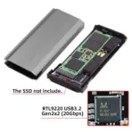 Type-C  10Gbps Aluminum Enclosure  Chipset For M-Key M.2 NGFF NVMe SATA SSDs 2280/2260/2242mm – Auto PCIe/SATA Mode Switch, USB A To C Cable Included | GREY  - Image 5