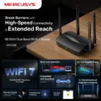 MERCUSYS MR25BE BE3600 Dual-Band Wi-Fi 7 Router – 3.6 Gbps, Multi-Link Operation, 4× Omni Antennas, EasyMesh Compatible, Full Gigabit Ports, App & WPA3 Security