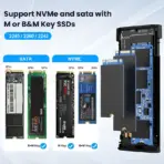 Type-C  10Gbps Aluminum Enclosure  Chipset For M-Key M.2 NGFF NVMe SATA SSDs 2280/2260/2242mm – Auto PCIe/SATA Mode Switch, USB A To C Cable Included | GREY  - Image 4
