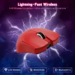 ATTACK SHARK X11-SE Ultra-Light Tri-Mode Gaming Mouse Red with PAW3311 Sensor, 22,000 DPI, Wired/2.4G/Bluetooth 5.2, 65-Hour Battery - Image 4