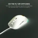 Fantech VX9S Kanata Wired Gaming Mouse, RGB Lighting, 60 IPS Speed, 20G Acceleration, A725F Chipset, Adjustable 400-7200 DPI, Huano 10 Million Switch, White | VX9S-White - Image 8