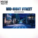 HYDE NOVA " MID-NIGHT STREET " Extended Mousepad , 900mm x 400mm  , Medium-Rough Texture Upper Surface , Rugged Rubber Anti-slip Backing , 4mm Thickness