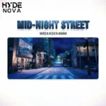 HYDE NOVA " MID-NIGHT STREET " Extended Mousepad , 900mm x 400mm  , Medium-Rough Texture Upper Surface , Rugged Rubber Anti-slip Backing , 4mm Thickness