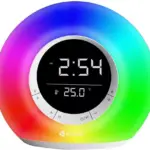 KISONLI Q6B RGB Touch Lamp Bluetooth Speaker – 5W Audio, 2400mAh Battery, Alarm Clock, FM Radio, TF Card Support, LCD Display, Warm/Color Light, White