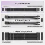 ASIAHORSE 16AWG PCIe 5.0 GPU Extension Cable Black – 4-in-1 Kit, 300mm Length, Alloy Copper Terminals, PET Sleeved for RTX 3090Ti, 40 & 50 Series - Image 5