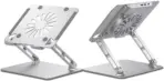 Aluminum Laptop or Tablet Stand with Cooling Fan & 2 USB Ports | Flat Foldable & Portable | Hight Adjustable | Angle Tilt | Silver - Image 7