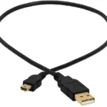 USB 2.0 Cable A to Mini B 5 Pin Male High Speed USB Charger Data Cord Gold-Plated - 1.5 Feet Black