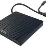 Pop-Up External DVD-R Drive – USB 3.0 & Type-C, Plug & Play, Portable Optical Disc Writer, Black, Tray Loading, Compatible with Windows/Mac/Linux 