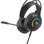 Marvo H8325 Wired Over-Ear Headphones, 3.5mm Jack, Lightweight 130g, Dynamic Driver, Compatible with Cellphones, Plastic Build, Remote Control, Black