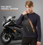 EZ EXP036 SLING BAG: Anti-Theft Lock, USB Port, Multi-Zone Storage, Reflective Safety Design, Water-Resistant Oxford Fabric – For Travel, Office, and Outdoor Use | GOLD-BLACK - Image 6