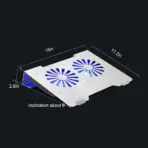 Aluminum Alloy Gaming Laptop Cooler Cooling Pad | 2 Quiet Fans | Support Up to 17.3 Inch Heavy Notebook, Laptop | 5 USB PORTS | 2 Big fans | 380 x 285 x 70 mm | Silver - Image 2