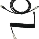 Coiled Cable – Type-A to Type-C, Braided, Detachable Aviator Connector, Plug & Play for USB-C | Black