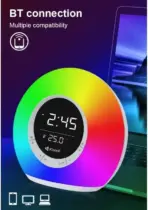 KISONLI Q6B RGB Touch Lamp Bluetooth Speaker – 5W Audio, 2400mAh Battery, Alarm Clock, FM Radio, TF Card Support, LCD Display, Warm/Color Light, White - Image 4